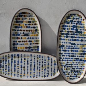 Blue Spots Oval Platter medium size (60527)