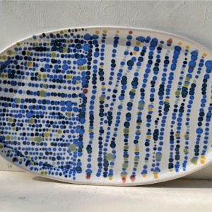 Blue Spots Oval Platter (60526)