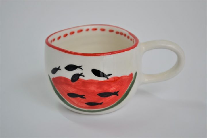 Short Uneven Cup Water Melon ceramic