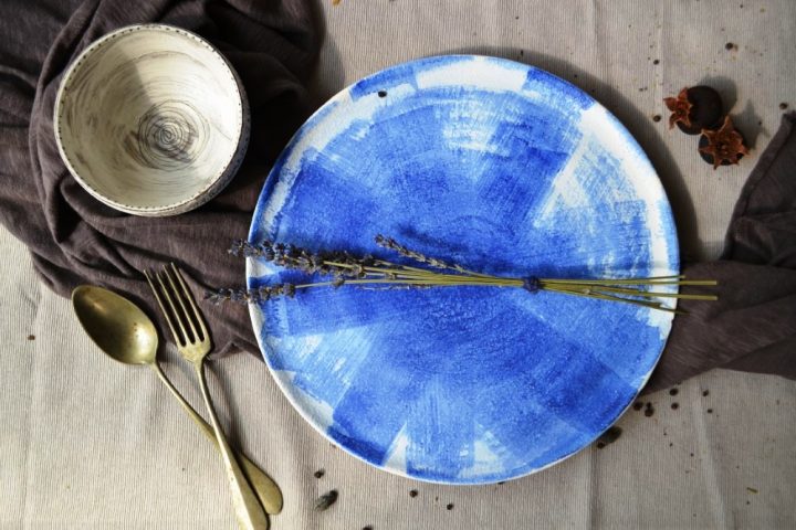 Blue Stripes Plate ceramic